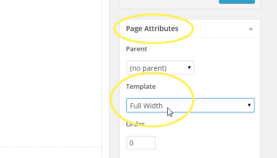Page Attributes > Template 
