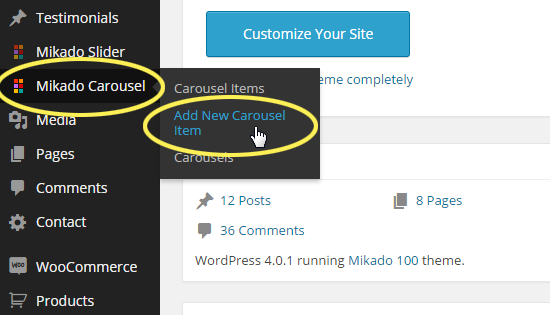 Mikado Carousel > Add New