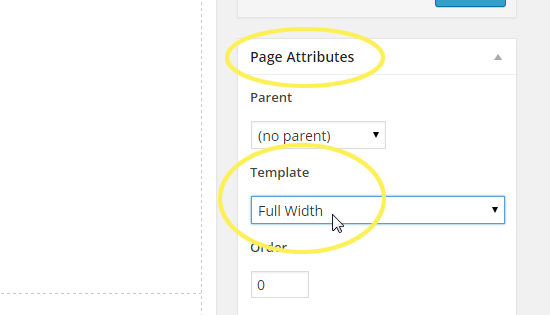 Page Attributes > Template