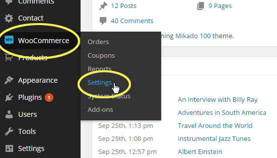 WooCommerce > Settings